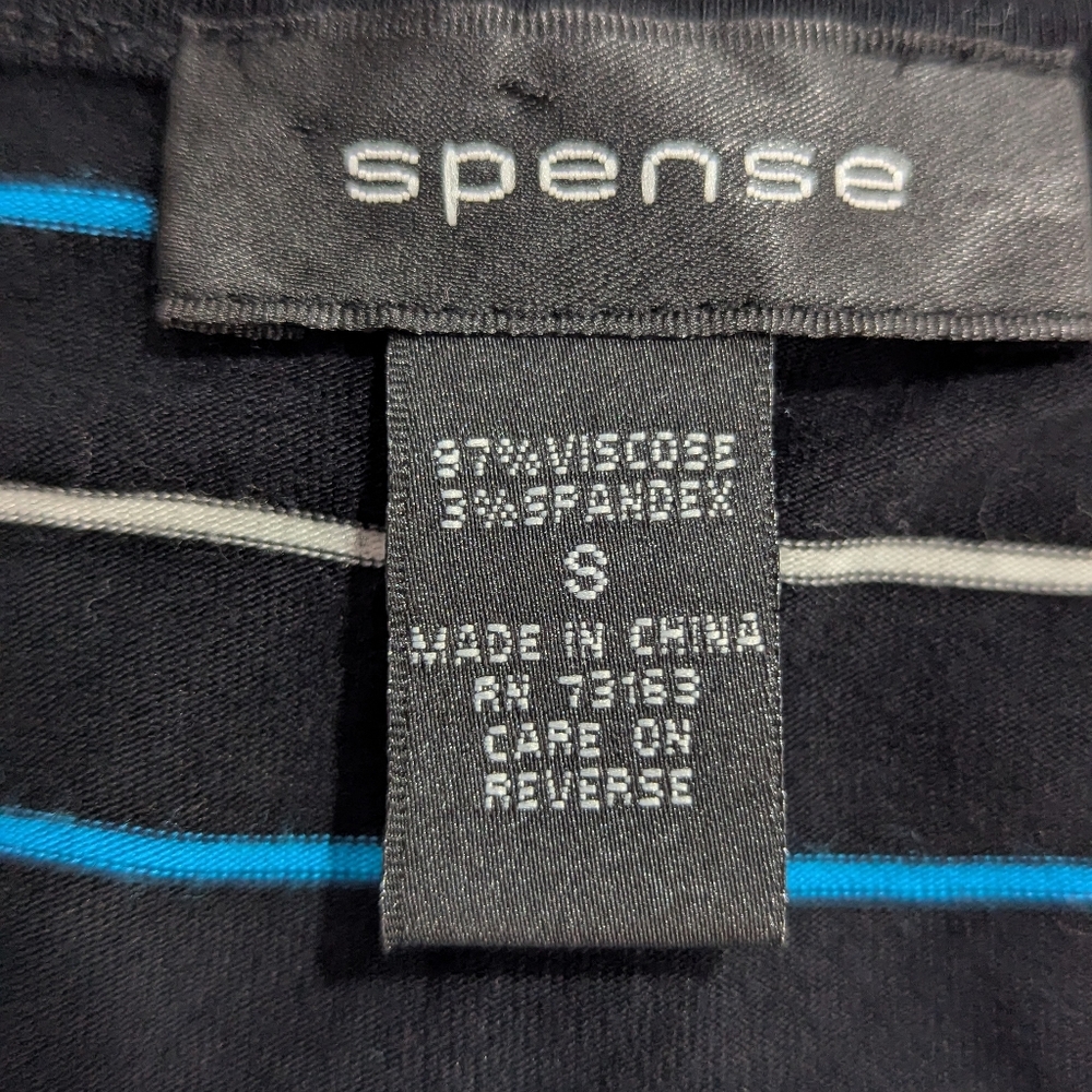 Spense Sleeveless V-neck Black Blue White Stripe Summer Dress Size Small EUC - Picture 5 of 7